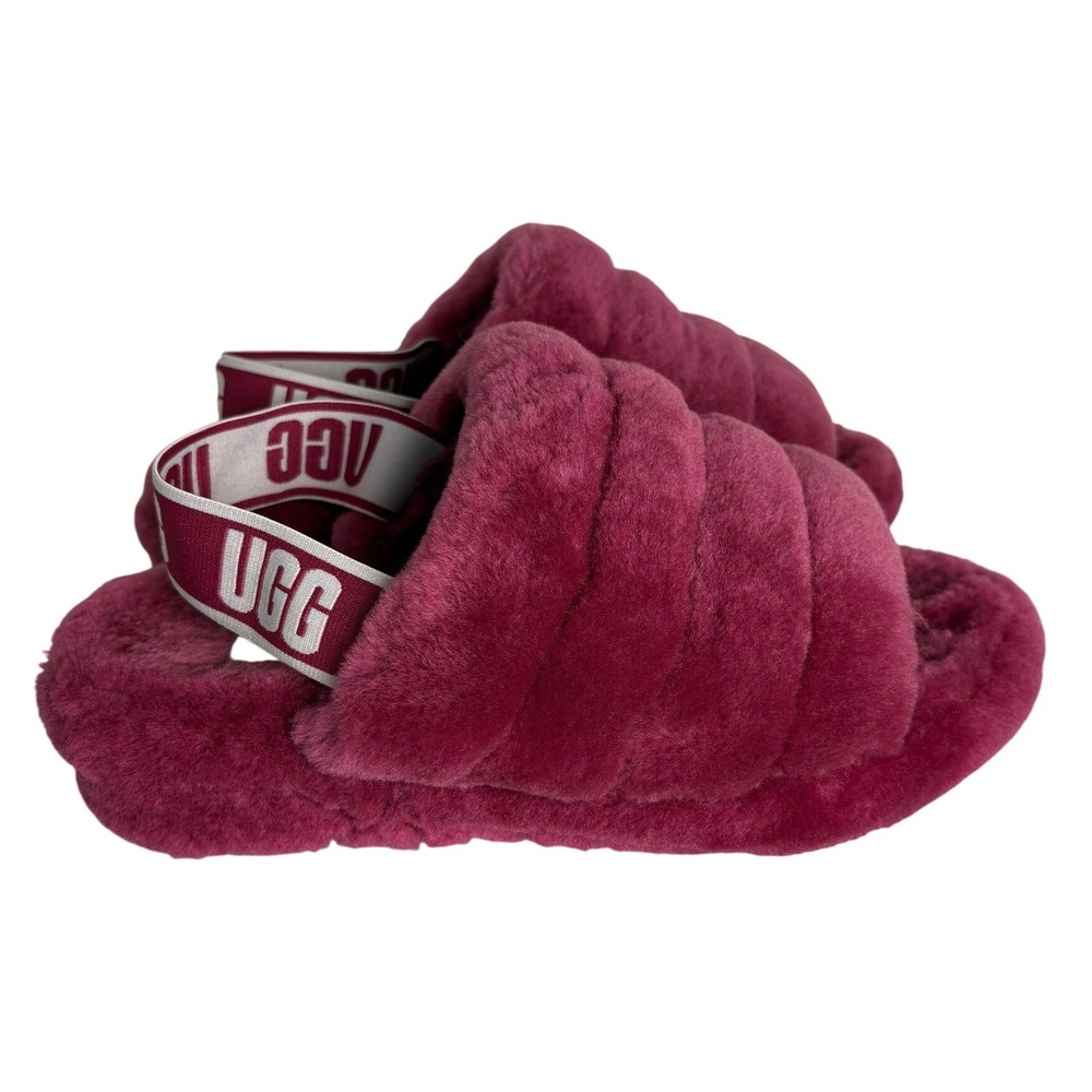 UGG Fluff Yeah Slide Berry Sorbet Sheepskin Platform Slipper Sandal Size 7